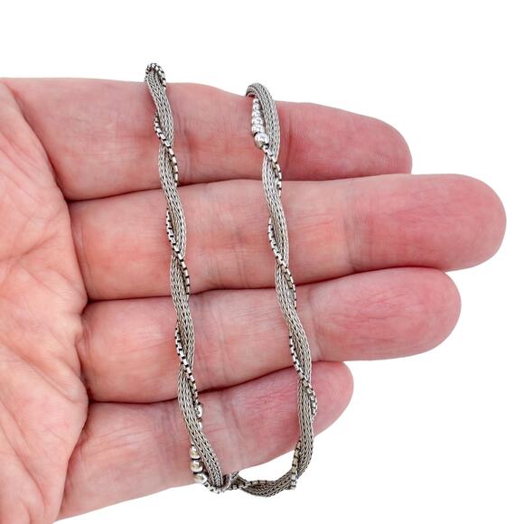 Twisted Rope Chain Necklace | 17” | 925 Italy | Vintage Sterling Silver | 14.1g - Picture 2 of 5